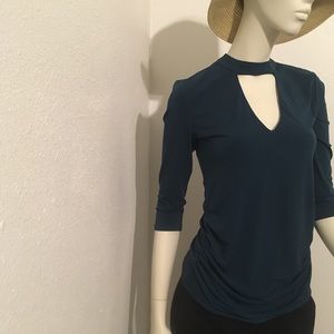 Teal 3/4 Sleve Cut Out Top